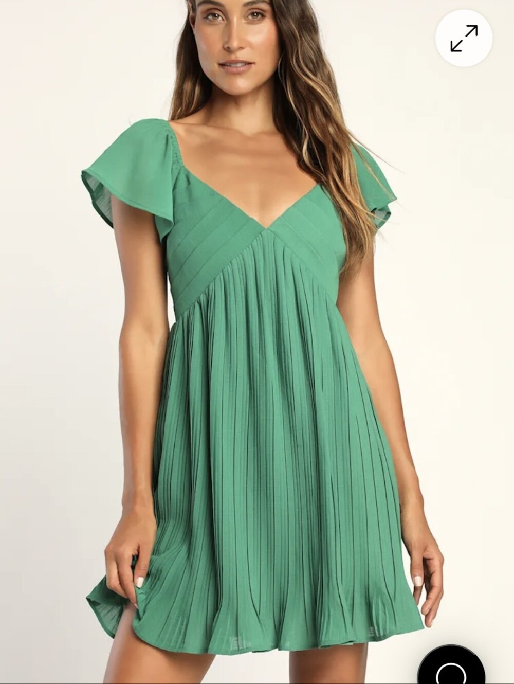 Lulu's Emerald Green Pleated Mini Dress